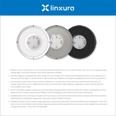 Linxura Smart Controller, Wi-Fi & Bluetooth Remote Controller, Snow Pearl